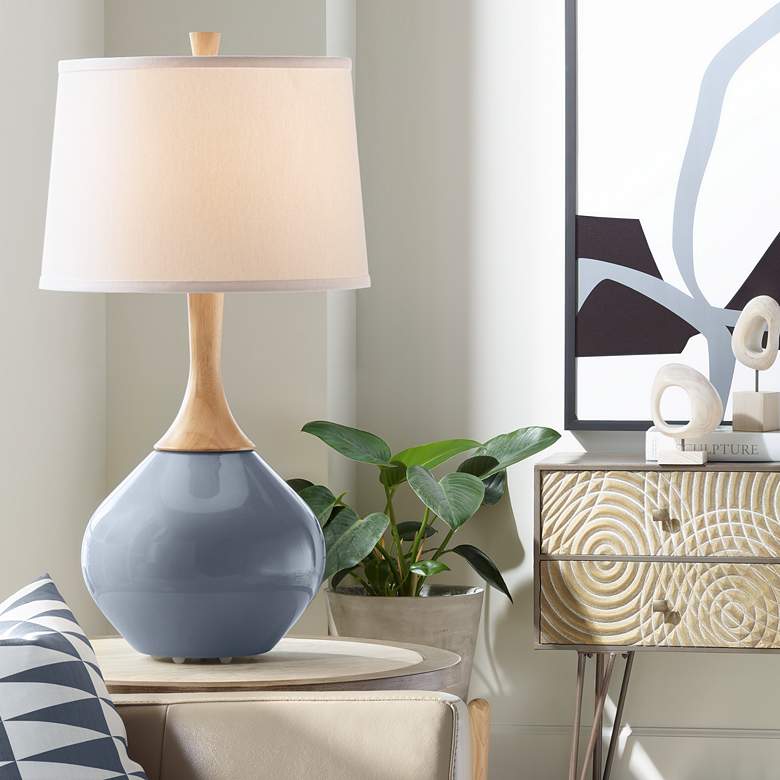 Image 1 Color Plus Wexler 31" White Shade Granite Peak Gray Modern Table Lamp