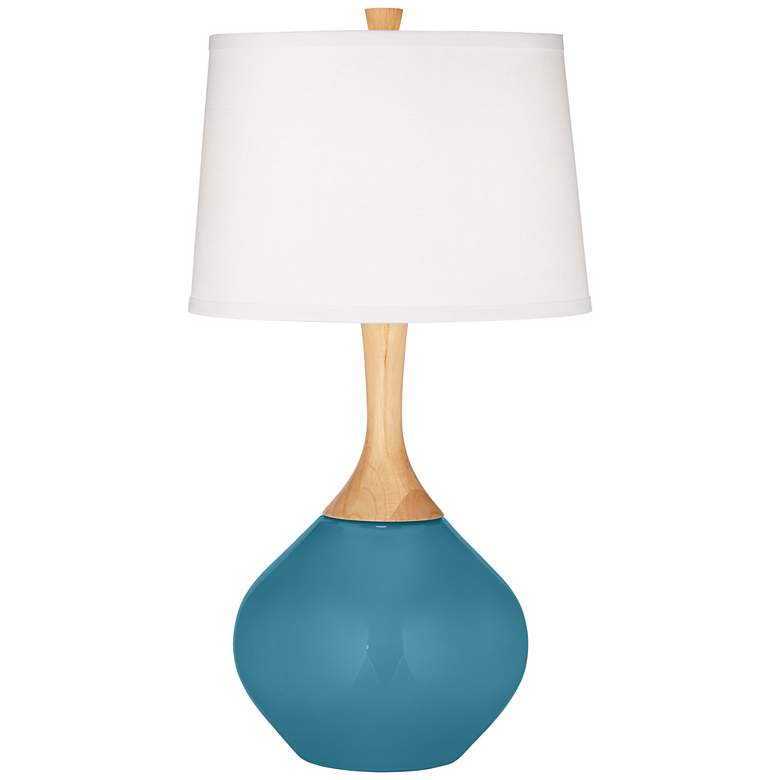 Image 2 Color Plus Wexler 31 inch White Shade Great Falls Blue Modern Table Lamp