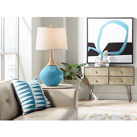 Image3 of Color Plus Wexler 31" White Shade Great Falls Blue Modern Table Lamp more views
