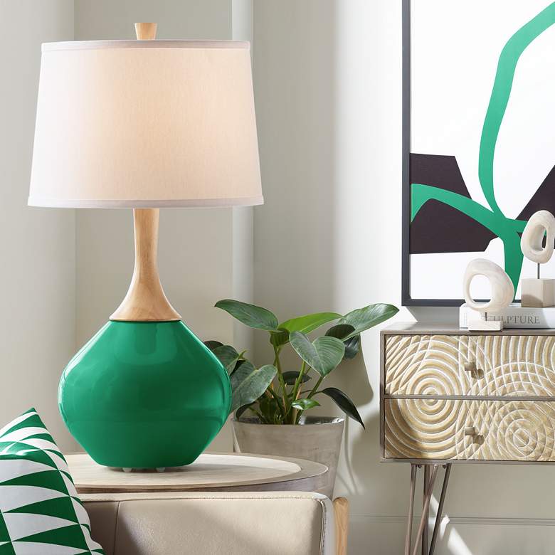 Image 1 Color Plus Wexler 31" White Shade Greens Color Modern Table Lamp