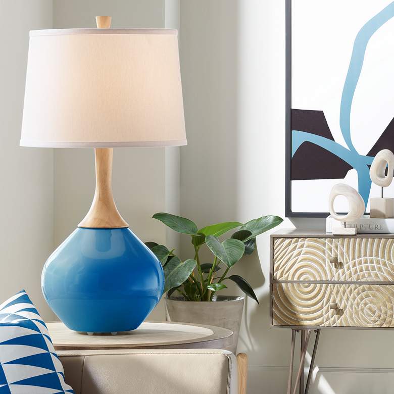 Image 1 Color Plus Wexler 31" White Shade Hyper Blue Modern Table Lamp