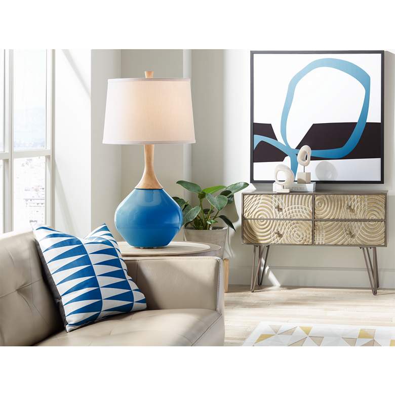 Image 3 Color Plus Wexler 31" White Shade Hyper Blue Modern Table Lamp more views