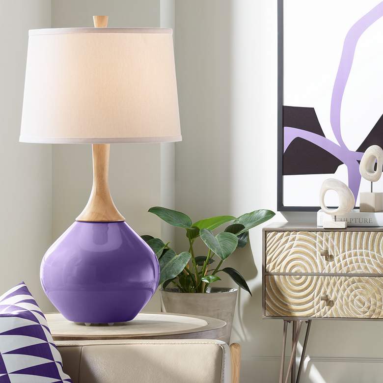 Image 1 Color Plus Wexler 31" White Shade Izmir Purple Table Lamp