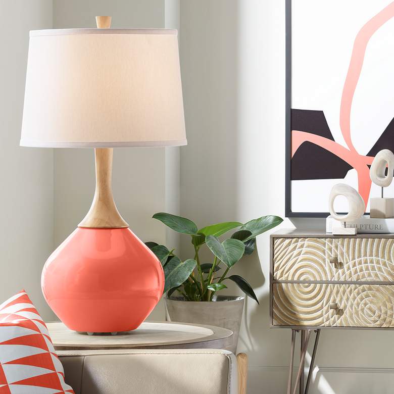 Image 1 Color Plus Wexler 31" White Shade Koi Orange Table Lamp
