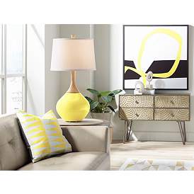 Image3 of Color Plus Wexler 31" White Shade Lemon Twist Yellow Table Lamp more views