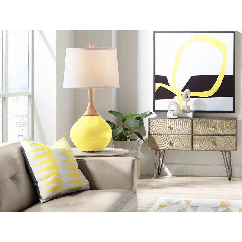 Image 3 Color Plus Wexler 31" White Shade Lemon Twist Yellow Table Lamp more views