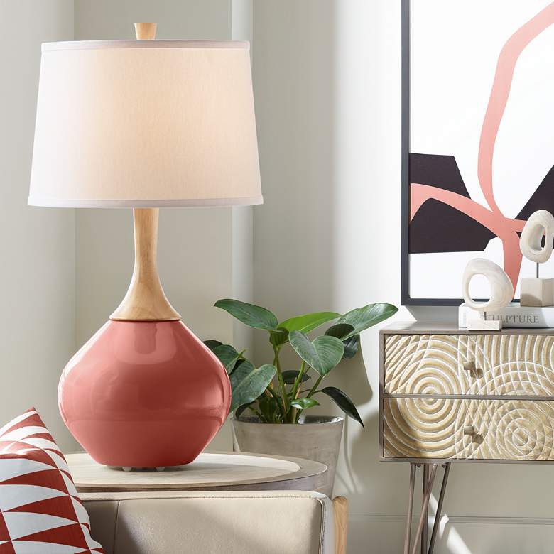 Image 1 Color Plus Wexler 31" White Shade Madeira Red Table Lamp