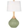 Color Plus Wexler 31" White Shade Majolica Green Modern Table Lamp in scene