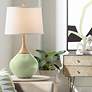 Color Plus Wexler 31" White Shade Majolica Green Modern Table Lamp in scene