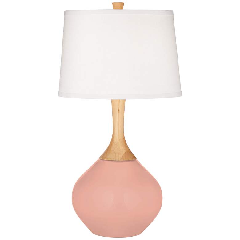 Image 2 Color Plus Wexler 31 inch White Shade Mellow Coral Pink Table Lamp
