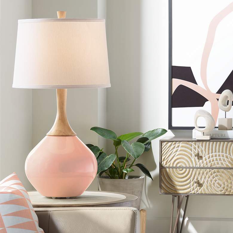Image 1 Color Plus Wexler 31" White Shade Mellow Coral Pink Table Lamp