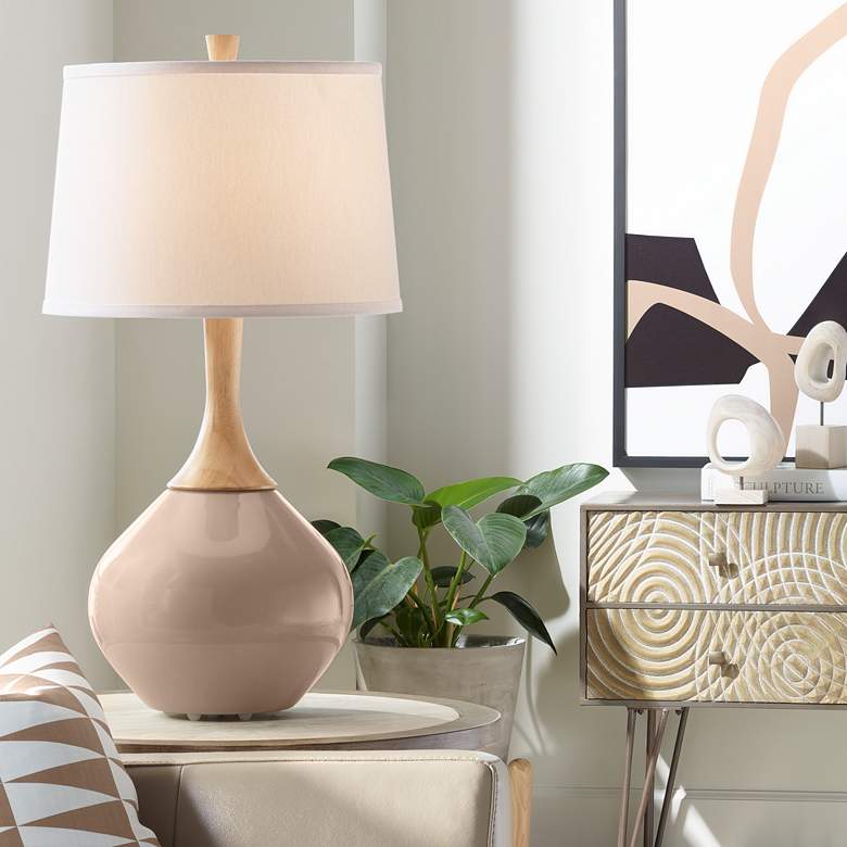 Image 1 Color Plus Wexler 31" White Shade Mocha Brown Modern Table Lamp