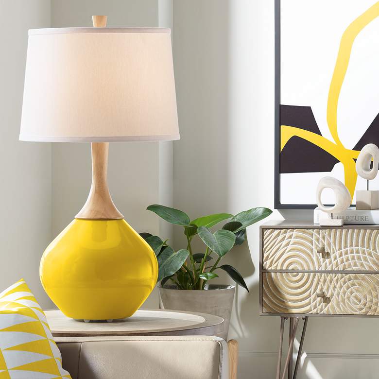 Image 1 Color Plus Wexler 31 inch White Shade Modern Citrus Yellow Table Lamp