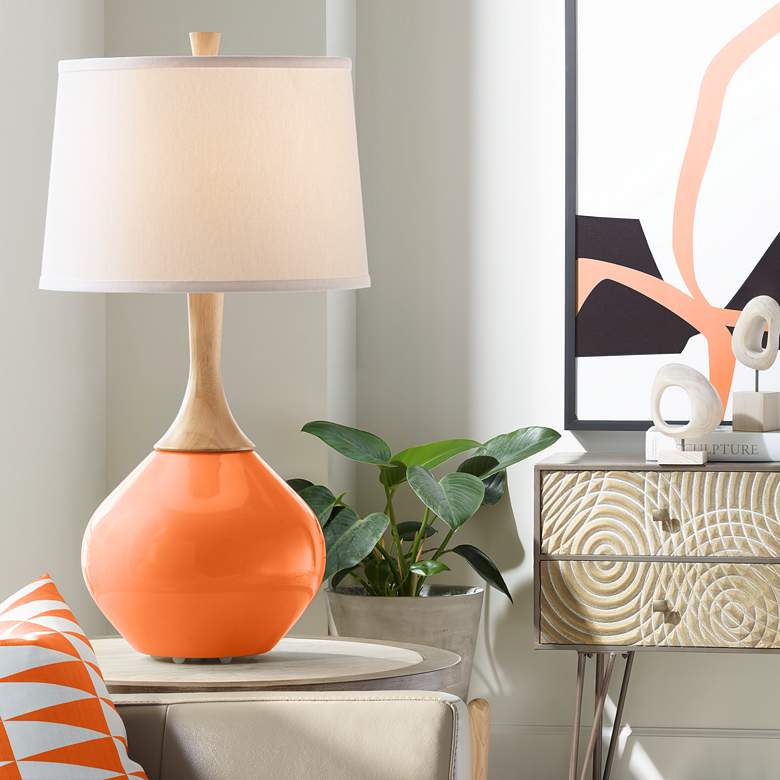 Image 1 Color Plus Wexler 31 inch White Shade Modern Invigorate Orange Table Lamp