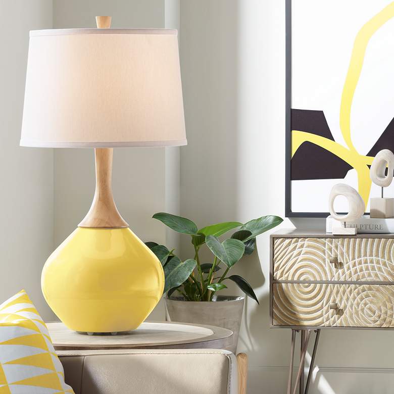 Image 1 Color Plus Wexler 31" White Shade Modern Lemon Zest Yellow Table Lamp