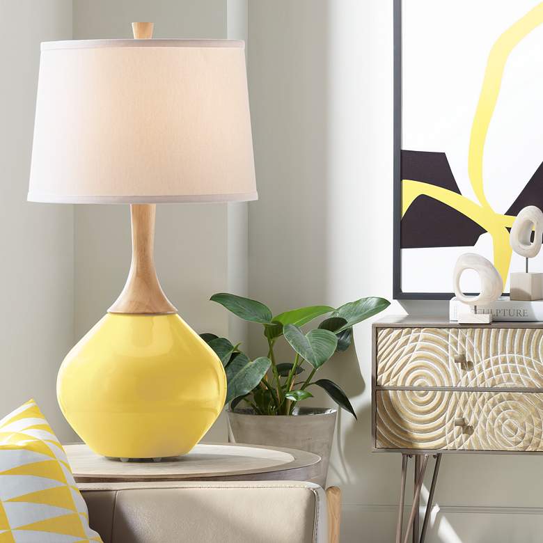 Image 1 Color Plus Wexler 31 inch White Shade Modern Lemon Zest Yellow Table Lamp