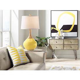 Image3 of Color Plus Wexler 31" White Shade Modern Lemon Zest Yellow Table Lamp more views