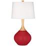 Color Plus Wexler 31" White Shade Modern Ribbon Red Table Lamp