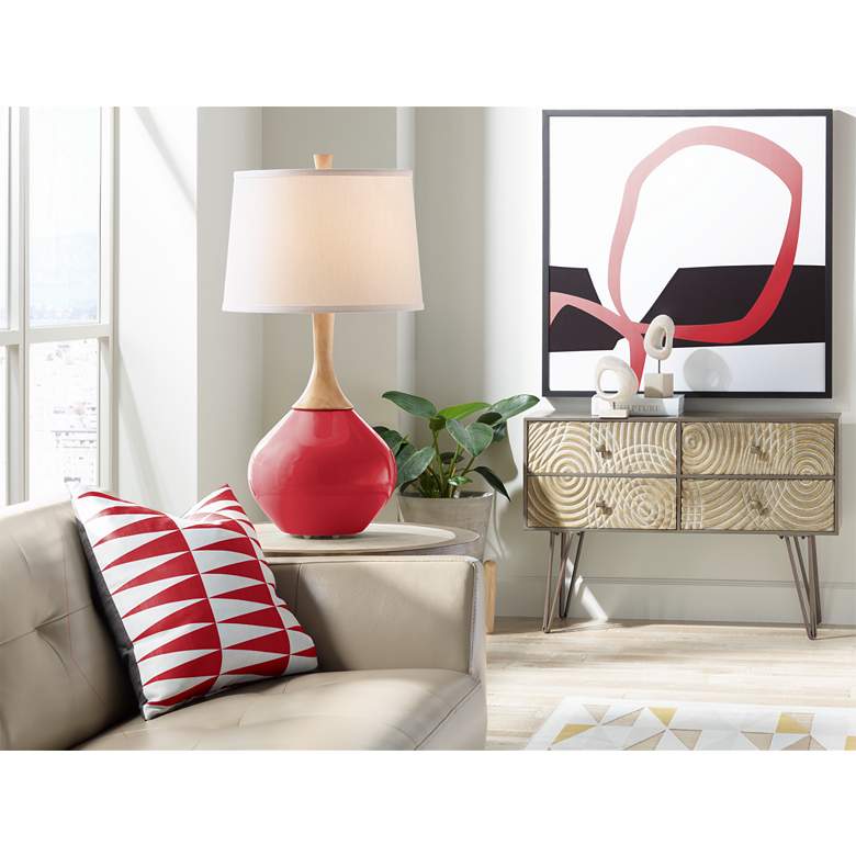 Image 3 Color Plus Wexler 31" White Shade Modern Ribbon Red Table Lamp more views