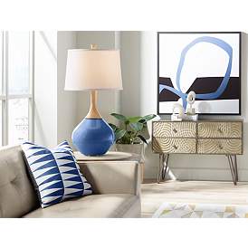 Image3 of Color Plus Wexler 31" White Shade Monaco Blue Table Lamp more views