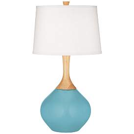 Image2 of Color Plus Wexler 31" White Shade Nautilus Blue Table Lamp