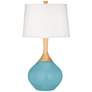 Color Plus Wexler 31" White Shade Nautilus Blue Table Lamp