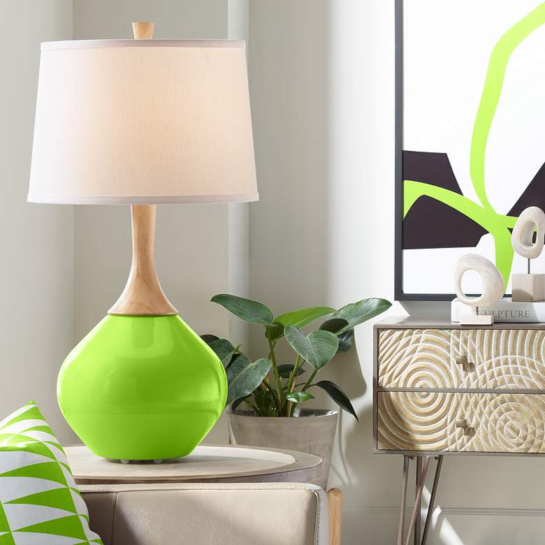 Image 1 Color Plus Wexler 31" White Shade Neon Green Modern Table Lamp