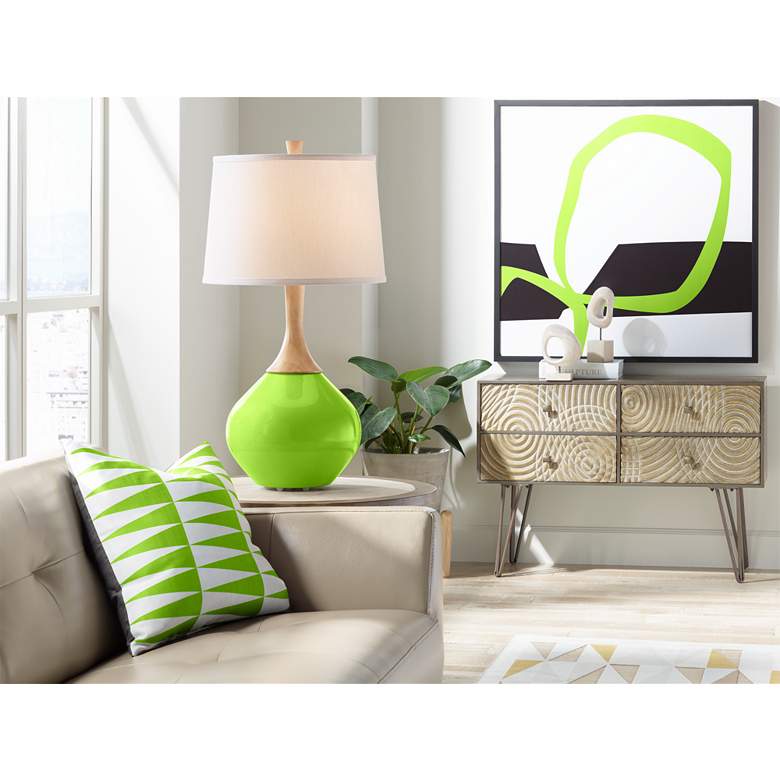 Image 3 Color Plus Wexler 31" White Shade Neon Green Modern Table Lamp more views