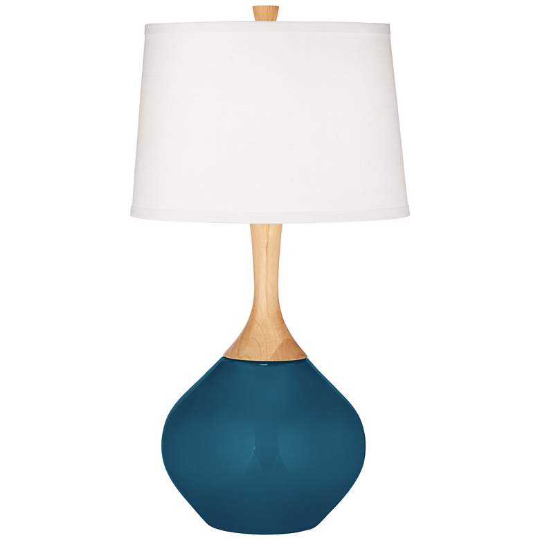 Image 2 Color Plus Wexler 31" White Shade Oceanside Blue Modern Table Lamp