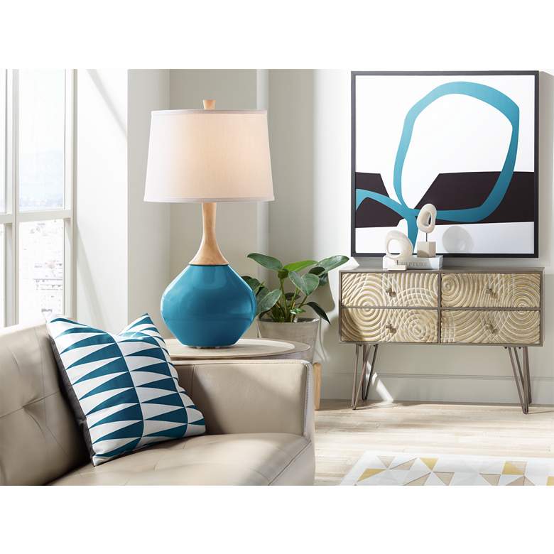 Image 3 Color Plus Wexler 31 inch White Shade Oceanside Blue Modern Table Lamp more views