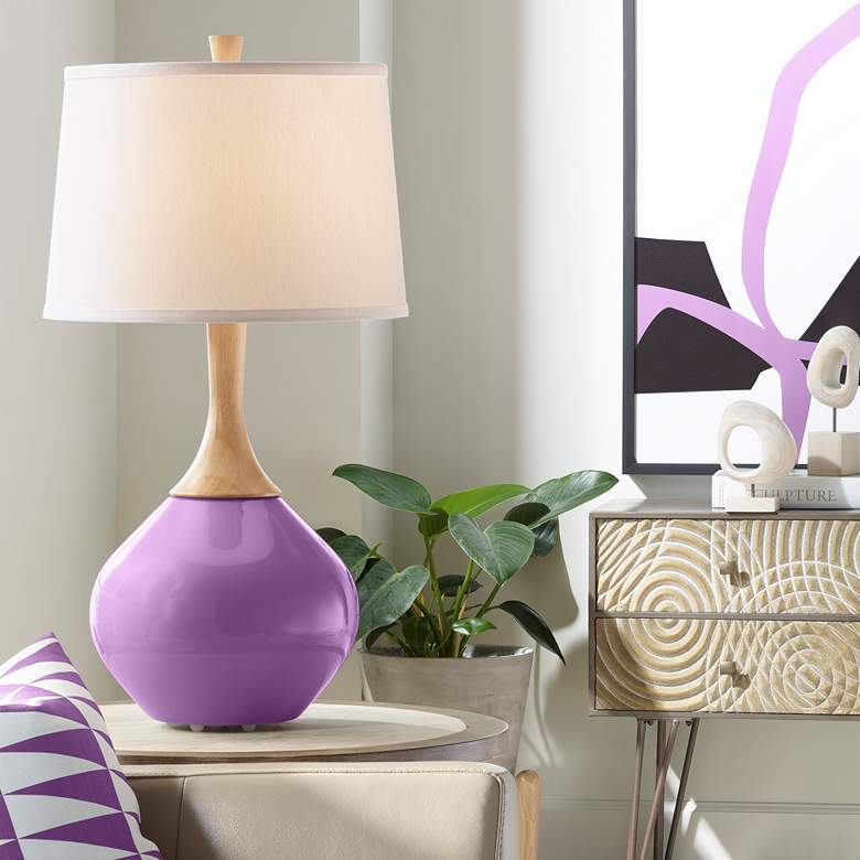 Image 1 Color Plus Wexler 31" White Shade Passionate Purple Table Lamp