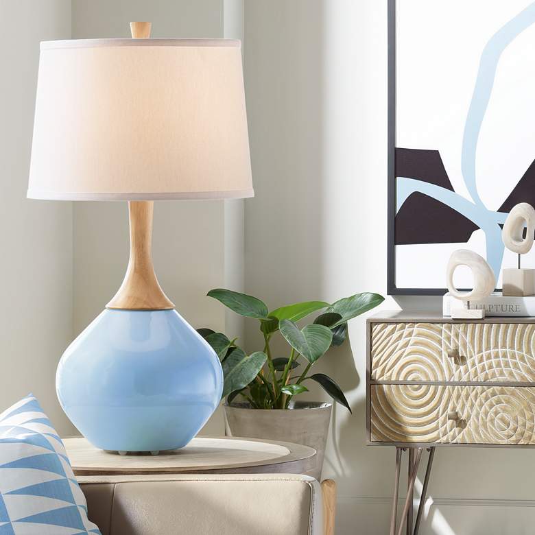Image 1 Color Plus Wexler 31" White Shade Placid Blue Table Lamp