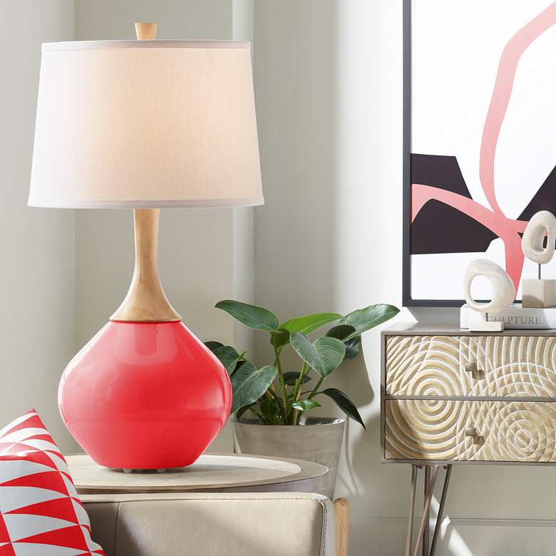 Image 1 Color Plus Wexler 31" White Shade Poppy Red Modern Table Lamp