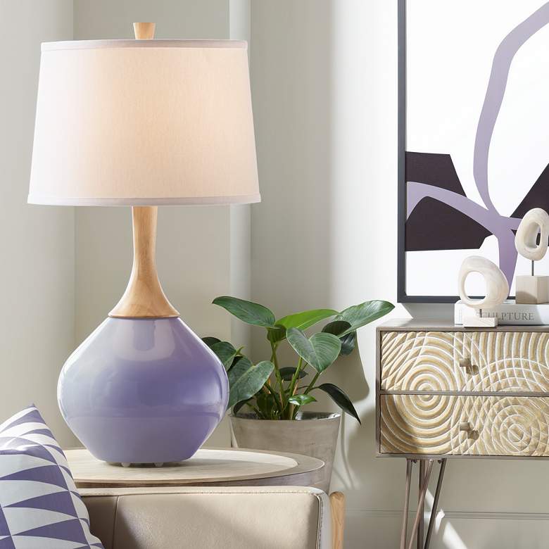 Image 1 Color Plus Wexler 31 inch White Shade Purple Haze Modern Table Lamp