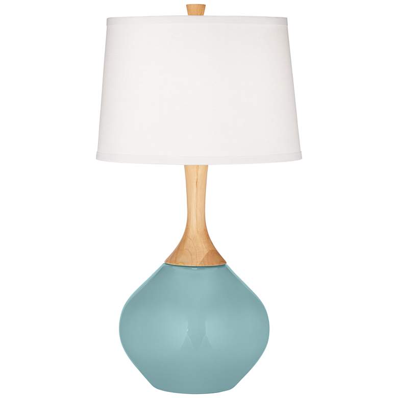Image 2 Color Plus Wexler 31 inch White Shade Raindrop Blue Table Lamp