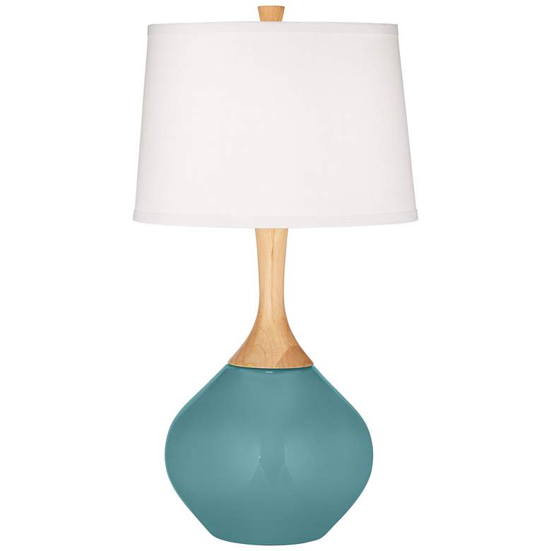 Image 2 Color Plus Wexler 31 inch White Shade Reflecting Pool Blue Table Lamp