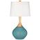 Color Plus Wexler 31" White Shade Reflecting Pool Blue Table Lamp