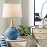 Color Plus Wexler 31" White Shade Regatta Blue Table Lamp in scene