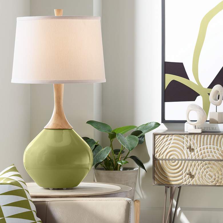 Image 1 Color Plus Wexler 31" White Shade Rural Green Modern Table Lamp