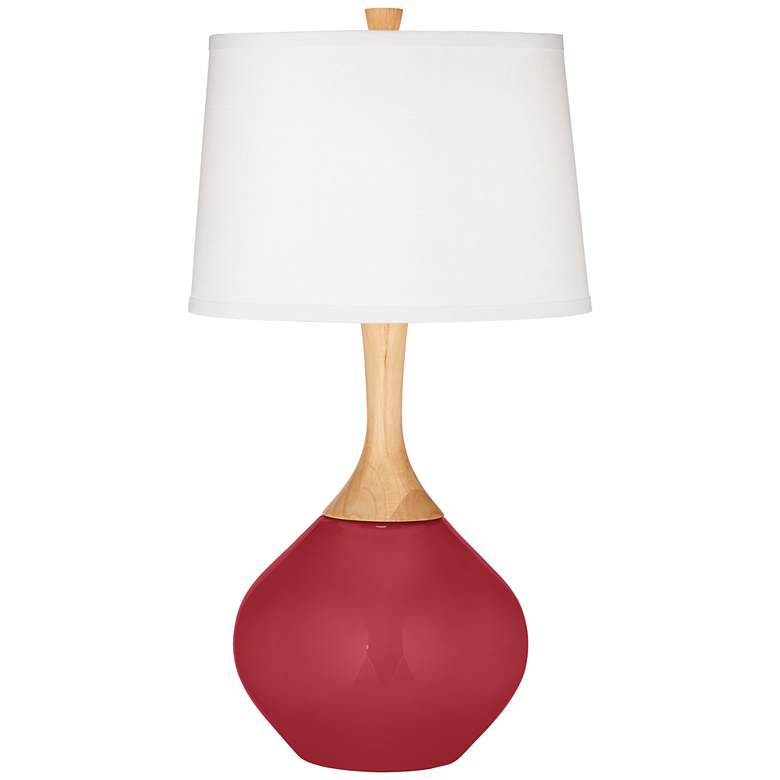 Image 2 Color Plus Wexler 31 inch White Shade Samba Red Table Lamp