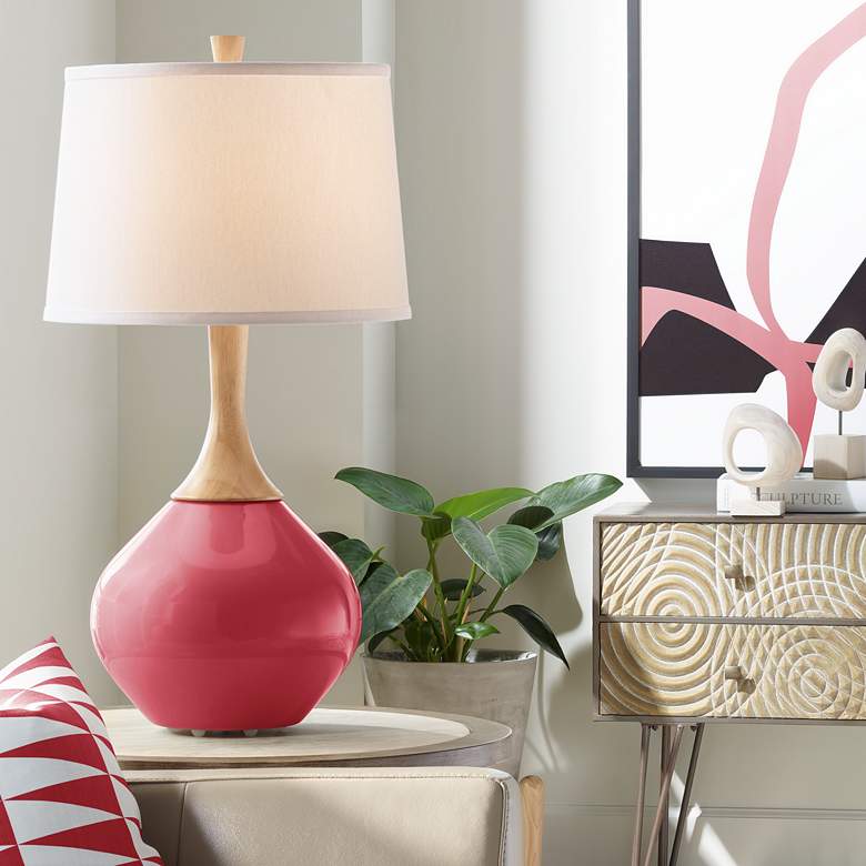 Image 1 Color Plus Wexler 31" White Shade Samba Red Table Lamp
