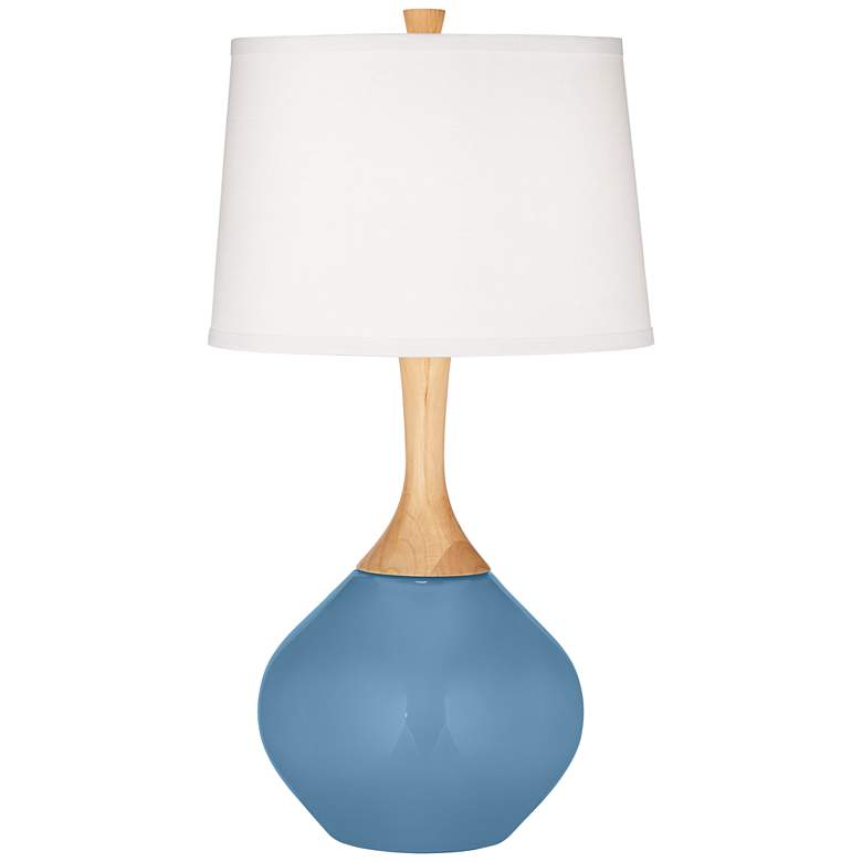 Image 2 Color Plus Wexler 31" White Shade Secure Blue Modern Table Lamp