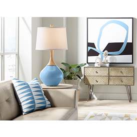 Image3 of Color Plus Wexler 31" White Shade Secure Blue Modern Table Lamp more views