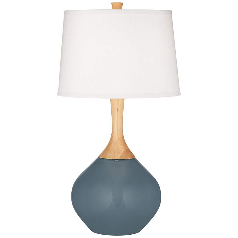 Image 2 Color Plus Wexler 31 inch White Shade Smoky Blue Modern Table Lamp