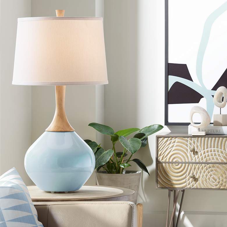Image 1 Color Plus Wexler 31" White Shade Take Five Blue Table Lamp