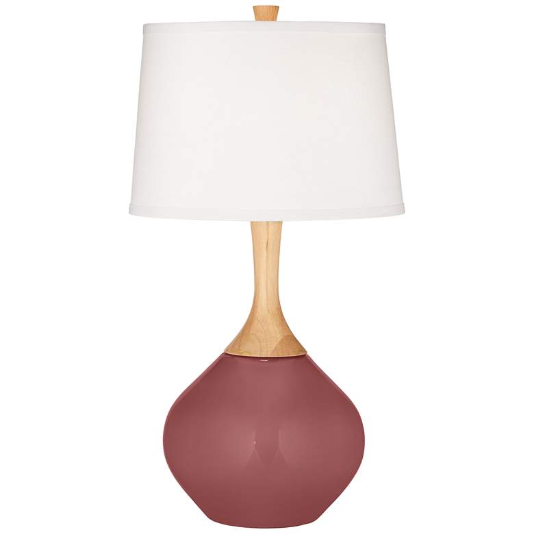 Image 2 Color Plus Wexler 31 inch White Shade Toile Red Modern Table Lamp