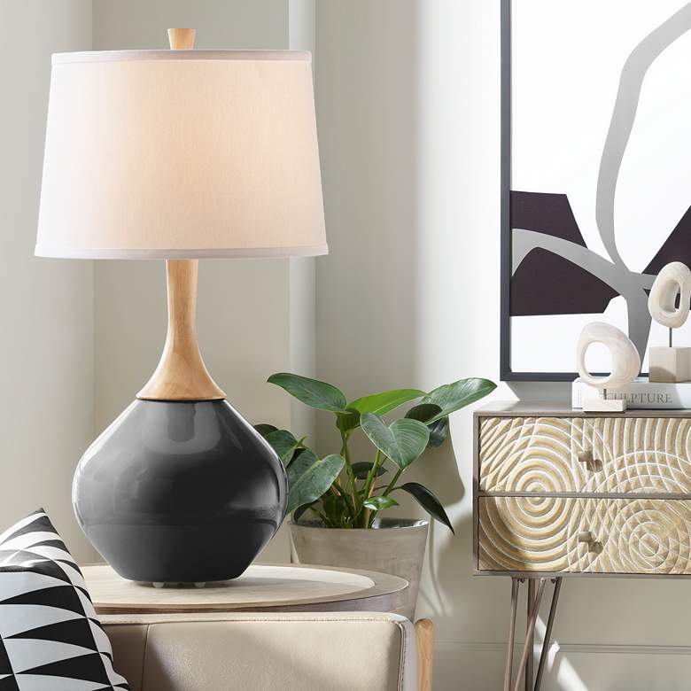 Image 1 Color Plus Wexler 31" White Shade Tricorn Black Table Lamp