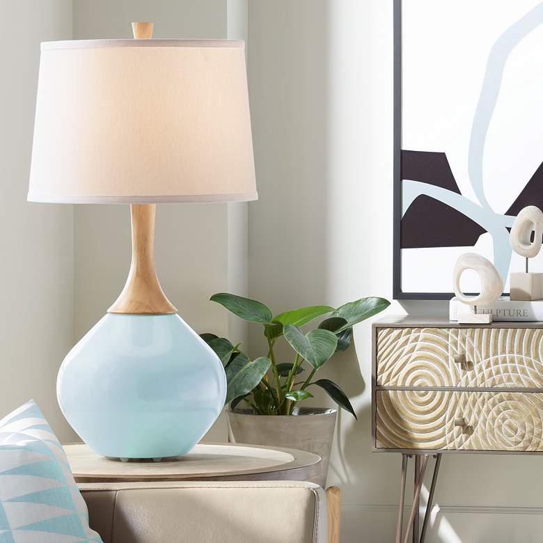 Image 1 Color Plus Wexler 31" White Shade Vast Sky Blue Table Lamp