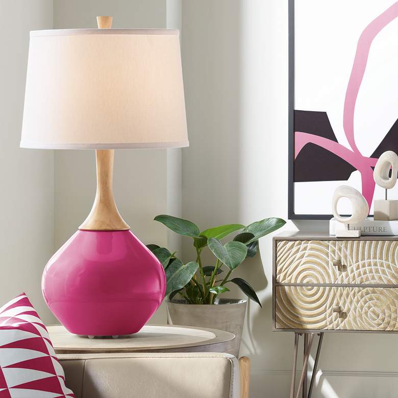 Image 1 Color Plus Wexler 31" White Shade Vivacious Pink Table Lamp