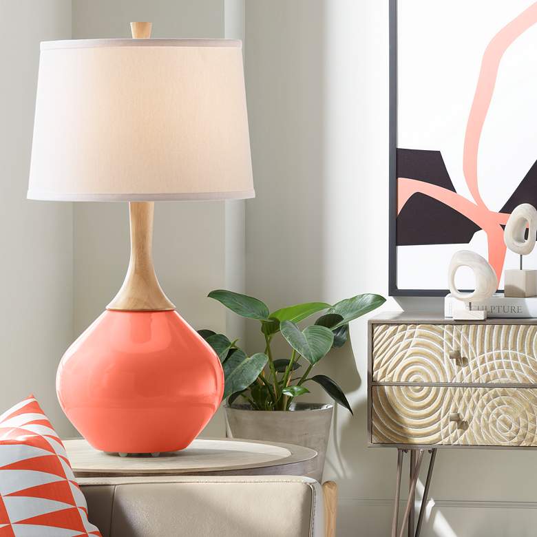 Image 1 Color Plus Wexler 31" White Shade with Daring Orange Table Lamp